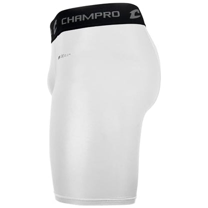CHAMPRO Youth Polyester/Spandex Lightning Compression Shorts - color: White, size: Medium