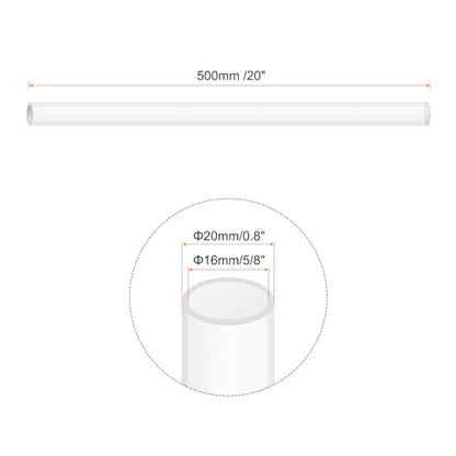 20" Clear Plastic Rigid Pipe 16mm x 20mm(5/8" x 0.8") Acrylic Tube Round Polycarbonate Tubing, [for Plumbing, Hydraulics, Aquarium, DIY] - 2Pcs - size: 5/8" x 0.8"
