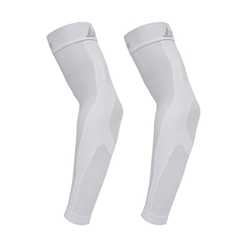 B-Driven Sports Medical Compression Arm Sleeves 20-30 mmHg Athletic Pair - color: White, size: Large