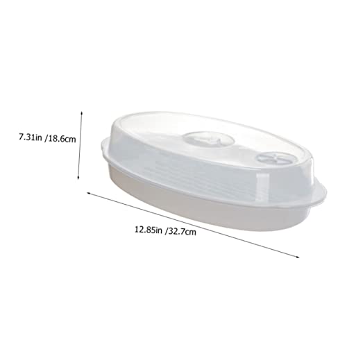 Luxshiny Household Fish Steaming Holder with Lid for Microwave Capacity Fish Steamer Plate with Vent Quick Heat Transfer and Food Steamer for Family Cooking