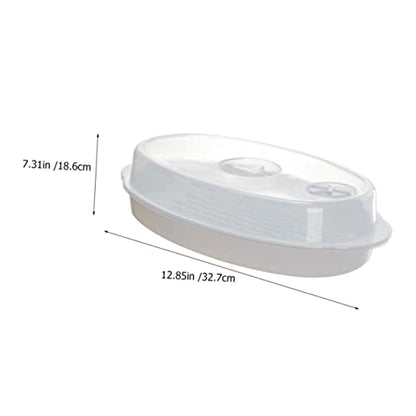 Luxshiny Household Fish Steaming Holder with Lid for Microwave Capacity Fish Steamer Plate with Vent Quick Heat Transfer and Food Steamer for Family Cooking