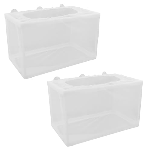 2PCS 10.24" x 5.91" x 5.91" Fish Tank Breeder White Nylon Fish Incubator Mesh Box Aquarium Fish Fry Hatchery Breeder with Suction Cups - style: 10.24" x 5.91" x 5.91"; White; without Divider