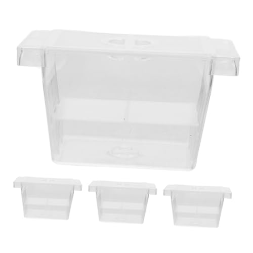 GANAZONO 4pcs Double-Layer Fish Fry Incubator Box Self-Floating Aquarium Breeding Box for Fish Tank Nursery and Isolation of Betta