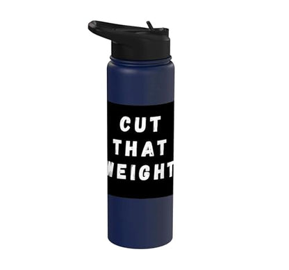 Cut That Weight Combat Sports Tournament Motivation Stainless Steel Insulated Water Bottle - color: Navy Blue