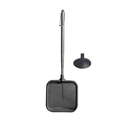 Fish Tank Net with Telescopic Stainless Steel Handle Deeper Mesh Bag Fish Net Square Fish Tank Net for Shrimp Baby Fish Food Residue Debris Black - color: Black