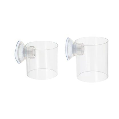 Pokinge 2Pcs Aquarium Fish Food Feeder Tube, Transparent Acrylic Feeding Ring with Strong Suction Cup, Adjustable Height Fish Tank Station Floating Food Tray Feeder