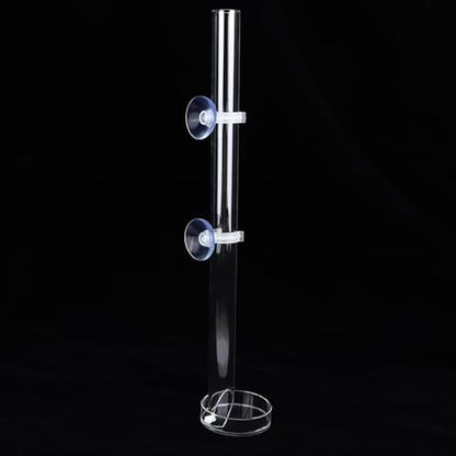 SUNGOOYUE Aquarium Feeder Acrylic Transparent Feeding Tube with Tray 20cm Fish Shrimp Feeding Dish with Suction Cups and Fixing Bracket for Fish Tank Aquarium (Tube Length 25cm)