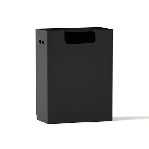 Aquarium Wooden Stand and Cabinet for up to 16 Gal Tank, Fish Reptile Sea Salt WaterTank Stand, Nano Foam Leveling Mat Included, W23.6xD11.8xH31.5 in, Wooden Matte Black Painted(Stand Only)