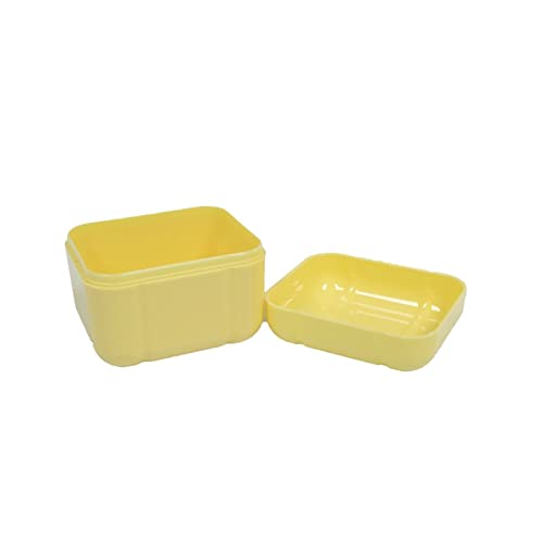Denture Bath Case Cup Box Holder with Basket, Storage Container Care for Dentures, Clear Braces, Night Guard & Retainers,Traveling (Yellow) - color: Yellow