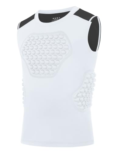 Roadbox Youth Baseball Chest Protector Padded Compression Shirt Heart Guard - color: 05 White+Dark Grey, size: Large