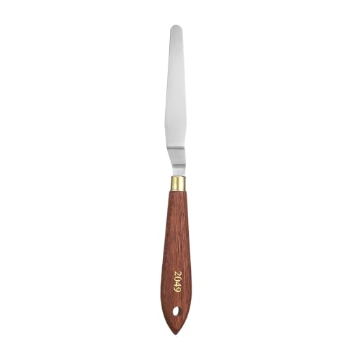 HARFINGTON Palette Knife Painting Tool 4.33" x 0.63" Stainless Steel Teardrop Blade 8.46" Length Spatula Painting Pallet Knives with Hole Beech Wood Handle for Oil Acrylic Canvas, Red/Silver