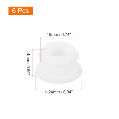 MECCANIXITY Silicone Snap in Locking Hole Plugs,Rubber Panel Seal Cover Flush Type Panel Round for Kitchen Rubber Bulkheads Waterproof Sealing Plugs 19mm/0.7 Inch Diameter White,Pack of 6