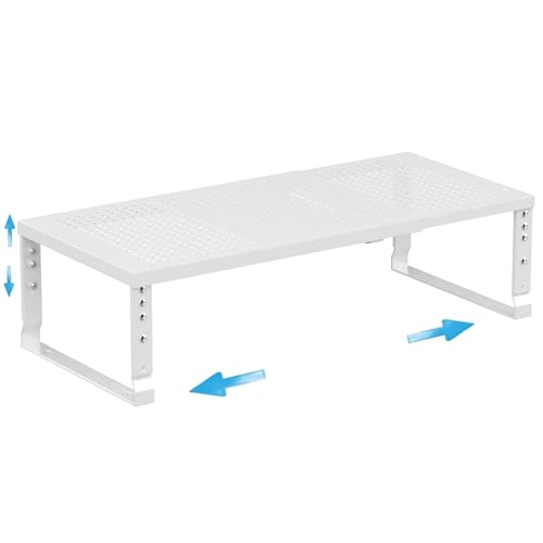 Expandable Spice Rack Kitchen Cabinet Shelf Organizer, Stackable Storage Shelves Racks, Adjustable Counter Shelving for Cabinets, Countertop, Cupboard,Pantry and More(1Pack/White/Large)