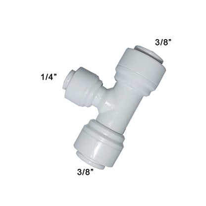Malida 3/8"O.D to1/4" O.D. Tube Reducing Tee Quick Connect Filtered water fittings, Ro Water Filter Pack of 5