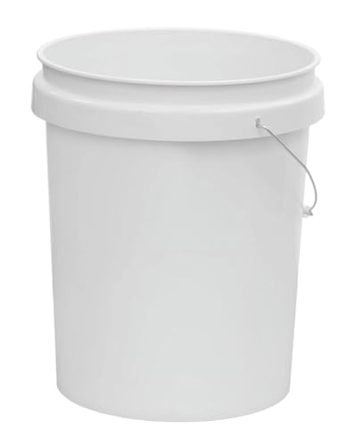 2 Pack 5 Gallon White Plastic Utility Bucket - Round Comfort Handle Multi-Purpose Bucket for Home/Garage/Garden/Cleaning
