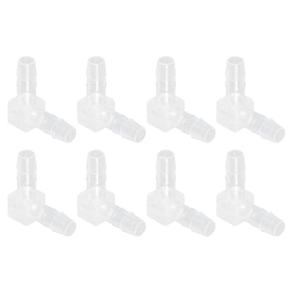 uxcell 3/16" Hose Barb Fitting, 8 Pcs Equal Barbed 90 Degree Elbow L Shaped 2 Way Plastic Splicer Joint Mender Adapter Union Fitting for Air Line Tubing Pipe Household Fuel Gas Liquid - size: 3/16"