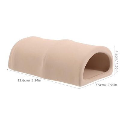 Kisangel 2pcs Aquarium Pleco Cave Decorations, D-Shaped Fish Spawning Shelter, Ceramic Cichlid Breeding Cave, Hideout Tube for Shrimp, Betta, Catfish