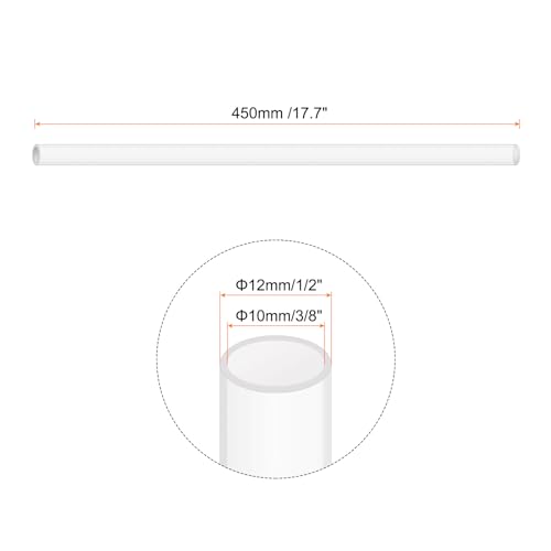 18" Clear Plastic Rigid Pipe 10mm ID x 12mm OD (3/8" ID x 1/2" OD) Acrylic Round Tubing, [for Plumbing, Hydraulics, Pneumatics, Aquarium] - size: 3/8" x 1/2"