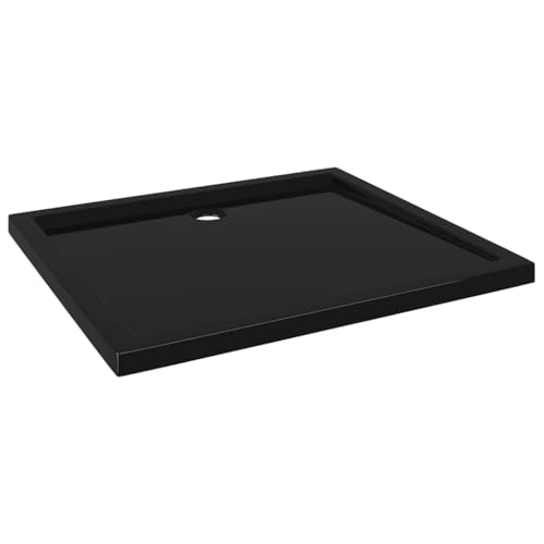 vidaXL Rectangular ABS Shower Base Tray Home Indoor Bathroom Hardware Fixture Plumbing Low Threshold Shower Tray Bath Base Black 35.4" - color: Black, size: 31.5" x 35.4"