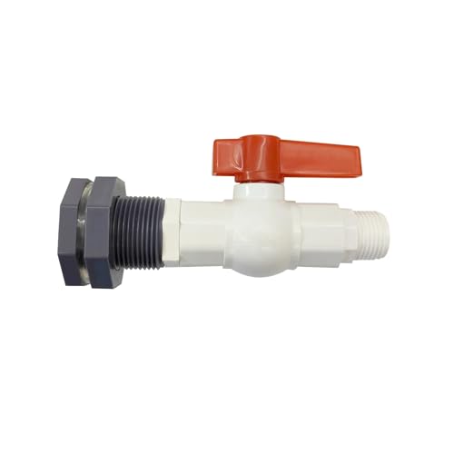 2Pcs Rain Barrel Spigot Faucet Kit with PVC Bulkhead Fitting Ball Valve Thread Seal Tape and Garden Hose Male Threaded Adapter (3/4" Male), fits 1-3/8 and 1-1/2 ID Hole