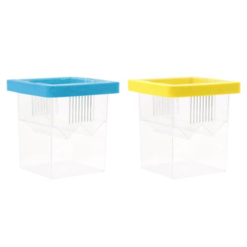 Fish Breeding Box for Hatchery and Isolation for Aquariums Breeding Box with Suction Cups Fish Eggs Nursery - color: Blue