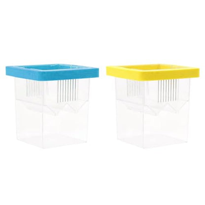 Fish Breeding Box for Hatchery and Isolation for Aquariums Breeding Box with Suction Cups Fish Eggs Nursery - color: Blue