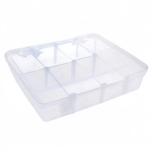 Xiaoyztan 8 Grids Clear Plastic Organizer with Adjustable Dividers, Jewelry Box Bead Storage Container for Small Parts, Fishing Tackle, DIY Crafts, and Earrings, Overall 7.3in x 4.9in - size: 7.9x4.9x1.65 in