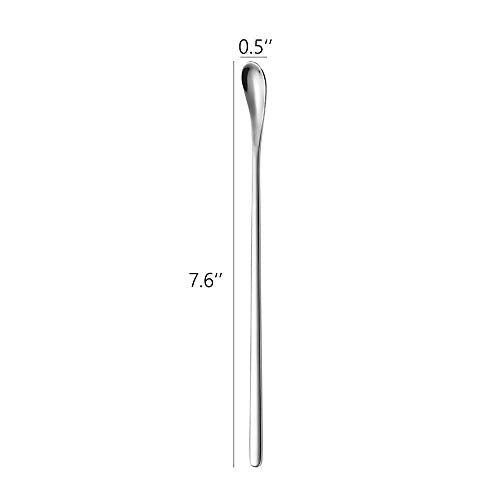 Delove Stainless Steel Coffee Stirring Spoon Beverage Cocktail Stirrers Stir Cocktail Drink Mixing Swizzle Stick- Tiny Salt Condiment Spoon - Reusable - Set of 4 (7.6-Inch) - size: 7.6-Inch