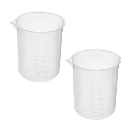 Othmro 2-Pack Measuring Cup 150ml Plastic Graduated Beaker Transparent for Lab Kitchen Liquids 2pcs - color: 150ml 2Pcs