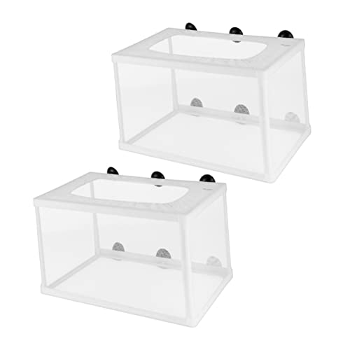 Kisangel 2Pcs Fish Net Hatchery Incubator with Suction Cups Durable Mesh Breeder Box for Aquarium Fish Tank Increases Survival Rate by Separating Aggressive and Weak Fish