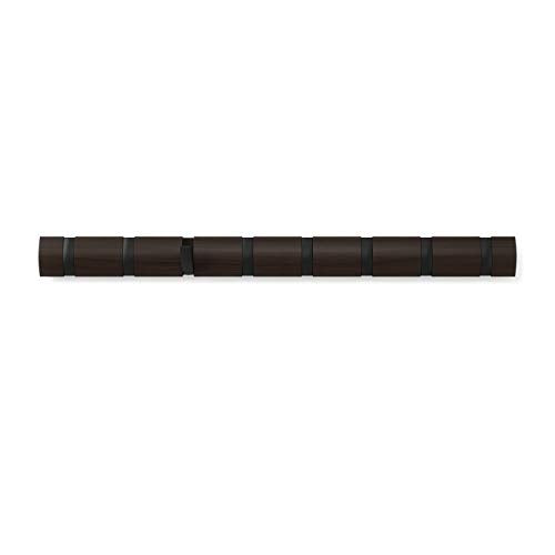 Umbra Flip Coat Rack, Wall Mount 8-Hook, Space Saving, Walnut/Black - color: Walnut/Black, size: 8 hook