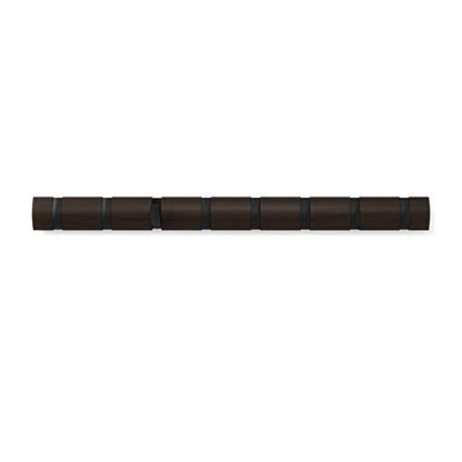 Umbra Flip Coat Rack, Wall Mount 8-Hook, Space Saving, Walnut/Black - color: Walnut/Black, size: 8 hook