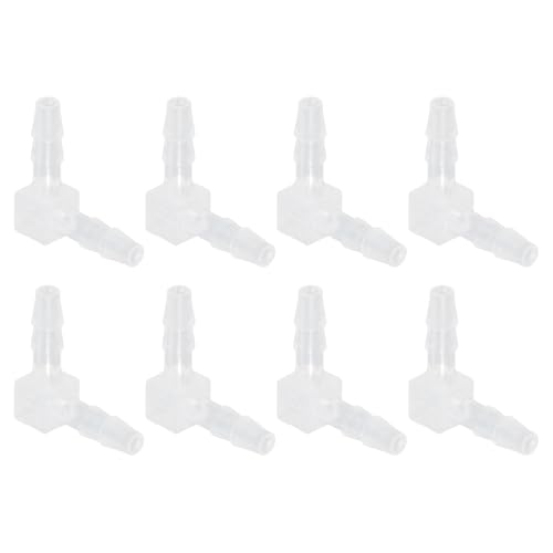 uxcell 1/8" Hose Barb Fitting, 8 Pcs Equal Barbed 90 Degree Elbow L Shaped 2 Way Plastic Splicer Joint Mender Adapter Union Fitting for Air Line Tubing Pipe Household Fuel Gas Liquid - size: 1/8 Inch