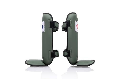 Fairtex SP3 Lightweight Shin Guards, Muay Thai MMA Avoid Shin Splints Gear - color: Green Olive, size: Medium