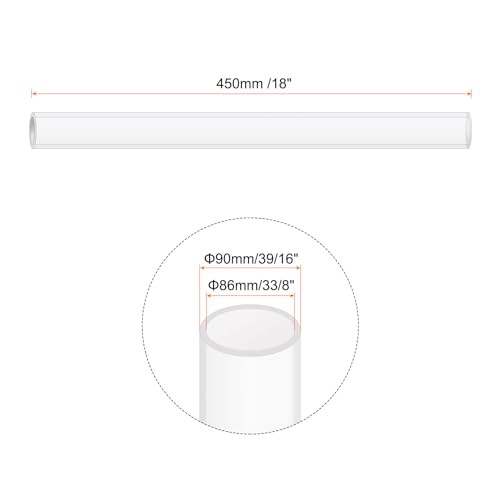 18" Clear Plastic Rigid Pipe 86mm ID x 90mm OD (3 3/8" ID x 3 9/16" OD) Acrylic Round Tubing, [for Plumbing, Hydraulics, Aquarium] - size: 3 3/8" x 3 9/16"