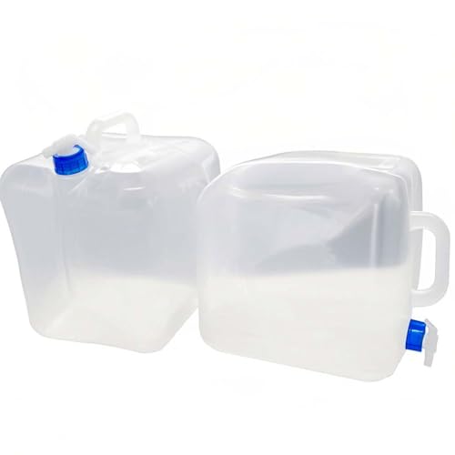 2 Pack 5.3 Gallon Collapsible Water Container Jug with Spigot,BPA Free Camping Water Storage Carrier Jug for Outdoor Hiking Backpacking Emergency Foldable Portable