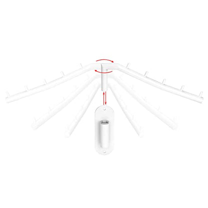Sumnacon Clothes Hanger Rack，Wall Mount Garment Hook with Swing Arm，White - color: White