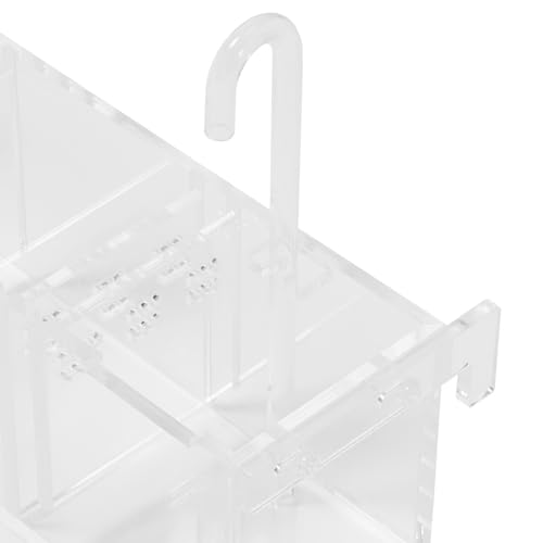 Acrylic Aquarium Box Filter, 5 Grids Small Aquarium Filter Fish Tank Filter Box Drainage Plate Clear Shell Hanging Mounting (Suitable Thickness of Tank: 10mm/0.39in)