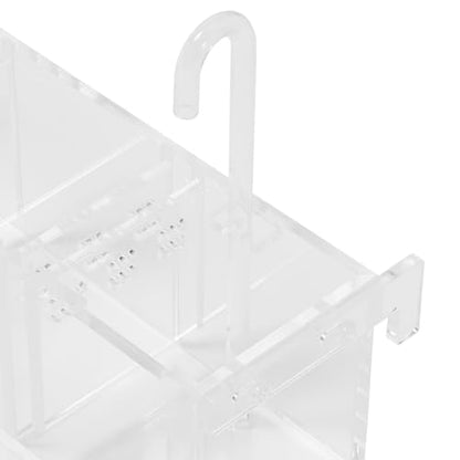 Acrylic Aquarium Box Filter, 5 Grids Small Aquarium Filter Fish Tank Filter Box Drainage Plate Clear Shell Hanging Mounting (Suitable Thickness of Tank: 10mm/0.39in)