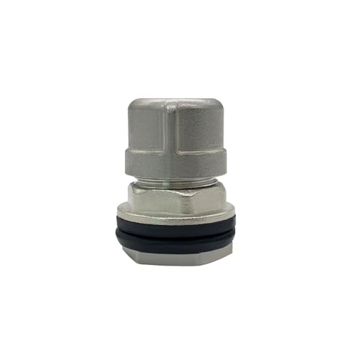Beduan Stainless Garden Hose Bulkhead Fitting, 3/4" GHT Male to 1/2" Female Bulkhead Water Tank Connector Thru-bulk Fitting for Rain Barrels, Aquariums, Sinks, Irrigation with Caps(Pack of 2)