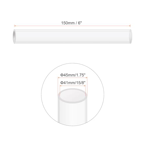 6" Clear Plastic Rigid Pipe 41mm ID x 45mm OD (1 5/8" ID x 1.75" OD) Acrylic Round Tubing, [for Plumbing, Hydraulics, Aquarium] - size: 1 5/8" x 1.75"