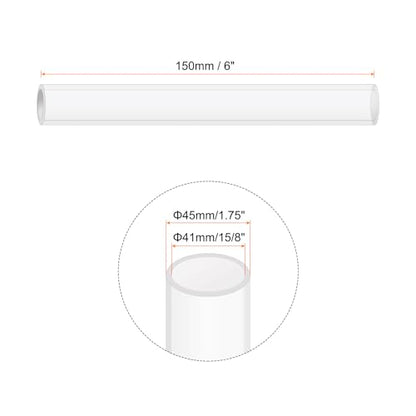 6" Clear Plastic Rigid Pipe 41mm ID x 45mm OD (1 5/8" ID x 1.75" OD) Acrylic Round Tubing, [for Plumbing, Hydraulics, Aquarium] - size: 1 5/8" x 1.75"