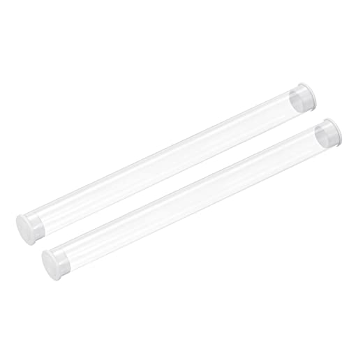 PATIKIL Clear Rigid Tube Round Plastic Tubing with End Caps Polycarbonate Water Pipe, 305mm/ 12 Inch Length, 15mmx16mm/0.6"x0.63", 2 Set