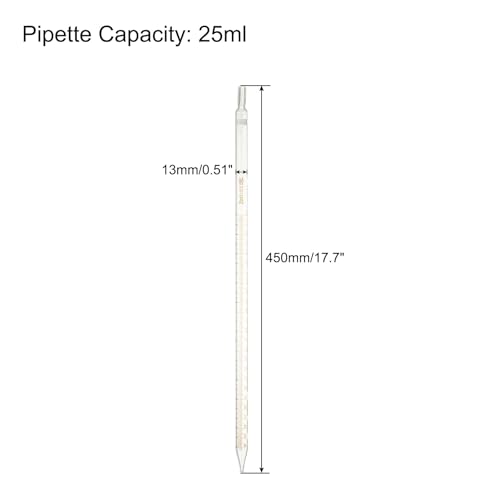 PATIKIL Graduated Dropper Pipettes 4 Pcs 25ml Reusable Borosilicate Glass Pipette for Transfer Liquid for Laboratory, Chemistry, Clear - size: 25ml