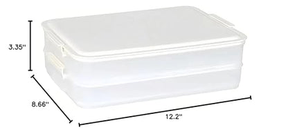 2 Layer Plastic Bacon Box, Deli Meat Saver Cold Cuts Fridge Keeper, Cheese Food Storage Container with Lid for Refrigerator, Shallow Low Profile Christmas Cookie Holder (White) - color: White