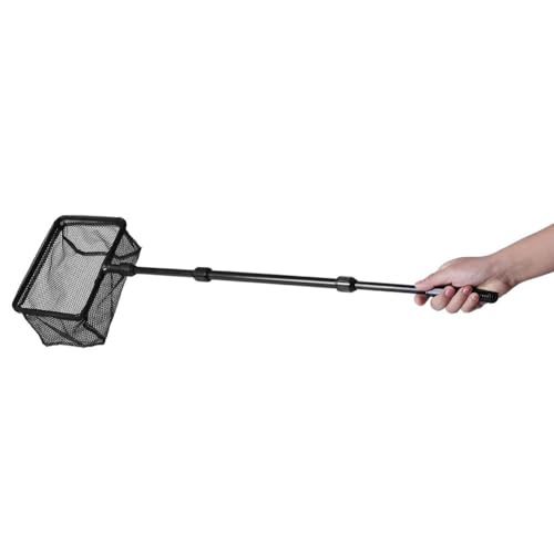 Black Plastic Retractable Aquarium Fish Fine Mesh Net with Telescopic Pole for Fish Tank Aquarium Accessories