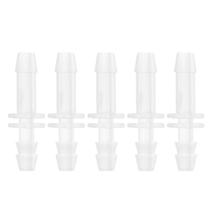 Plastic Hose Barb Fitting Inner I Shaped Pipe Connectors Tube Joint Splicer Mender 4mm 5/32" 5pcs Clear