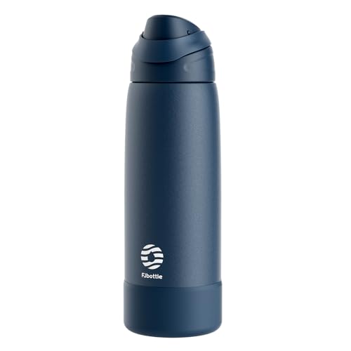 FJbottle Insulated Stainless Steel Water Bottle, 32 oz No Straw Leakproof Sports Water Bottle with Adjustable Handle for Travel Gym Workout Navy - color: Navy, size: 33.8 Ounces