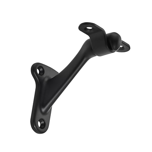 6 Pack 3 Inch Matte Black Hand Rail Bracket Heavy Duty Hardware for Stairways, Home or Office Stair Support Handrail Brackets - style: Matte Black