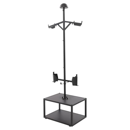 Tactical Gear Stand, Heavy Duty Steel Tactical Vest Stand Adjustable Military Gear Holder Free-Standing Helmet Vest Belt Organizer Rack Police Gear Holder for Indoor Home Garage - color: Black